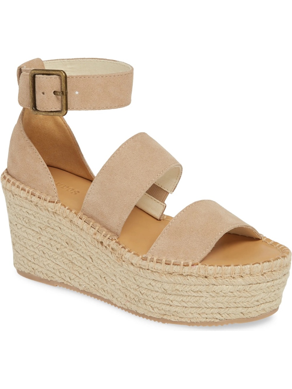 Soludos Palma Platform Suede Espadrille Wedge Sandals with Ankle Strap NIB